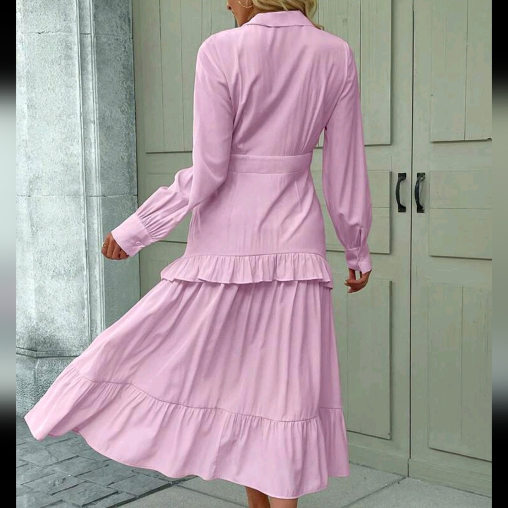 Elegant Flowy Spring/Summer Lady Dress, Casual & Graceful For Outings - Picture 2 of 4